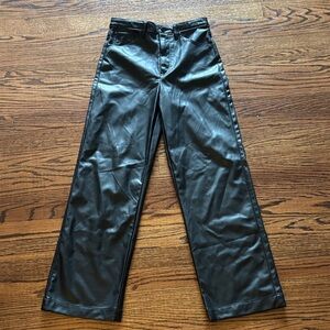 H&M High Waist Wide Leg Pleather Faux Leather Pants, Girls Size 14